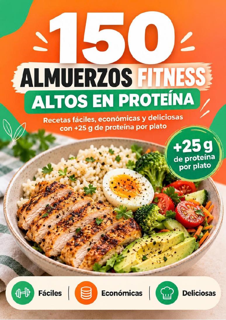 Portada del recetario 150 Almuerzos Fitness Altos en Proteína